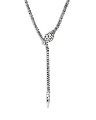 Sterling Silver Naga Blue Sapphire & Diamond Dragon Lariat Necklace, 17"