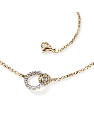 14K Yellow Gold JH Essentials Diamond Pav&eacute; Interlocking Circle Necklace, 16-18"