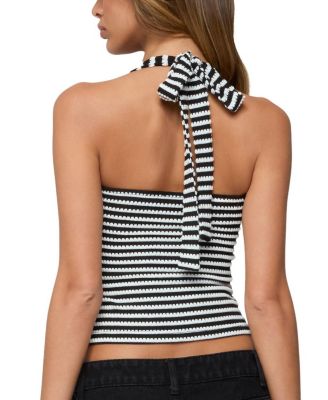 Lovina Textured Striped Halter Top