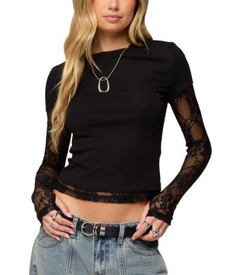 Layered Lace Sleeve T Shirt
