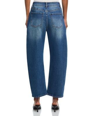 Cobal High Rise Cropped Barrel Jeans in Vintage Medium Blue/Pearl