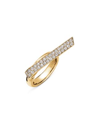 18K Yellow Gold Inside Out Diamond Elongated Flip Ring