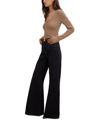 Lara Crochet Stitch V Neck Sweater