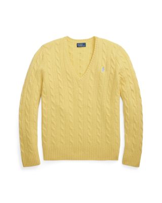 Cable Knit Wool & Cashmere V-Neck Sweater