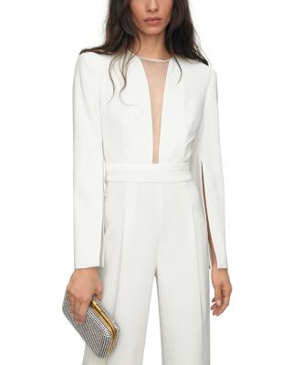 Plunge Neck Split Sleeve Jumpsuit