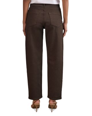 Petite Selin Mid Rise Straight Jeans in Chocolate