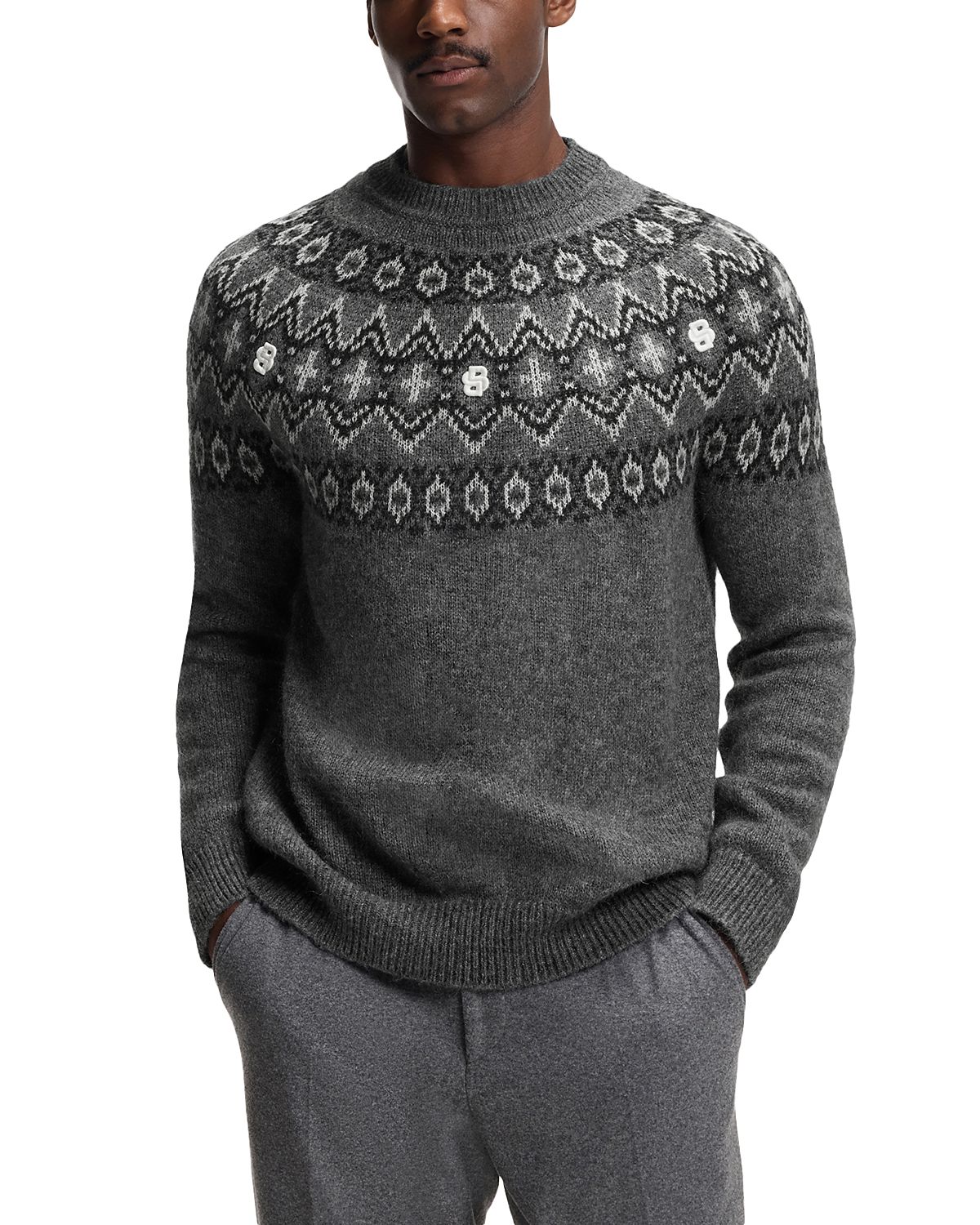 Boss Hisle Relaxed Fit Fair Isle Sweater