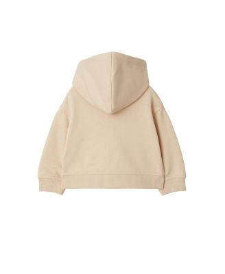 Unisex Check Label Cotton Zip Hoodie - Baby