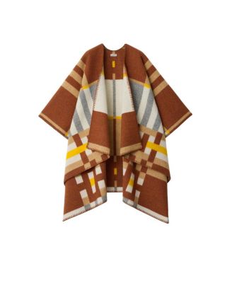  Colour Block Check  Wool Cape