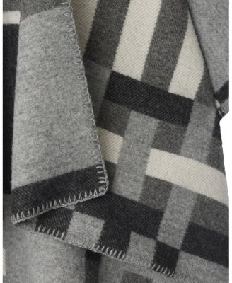  Colour Block Check  Wool Cape