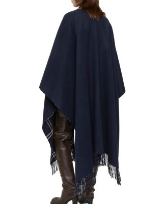  Reversible Check Wool Cashmere Cape