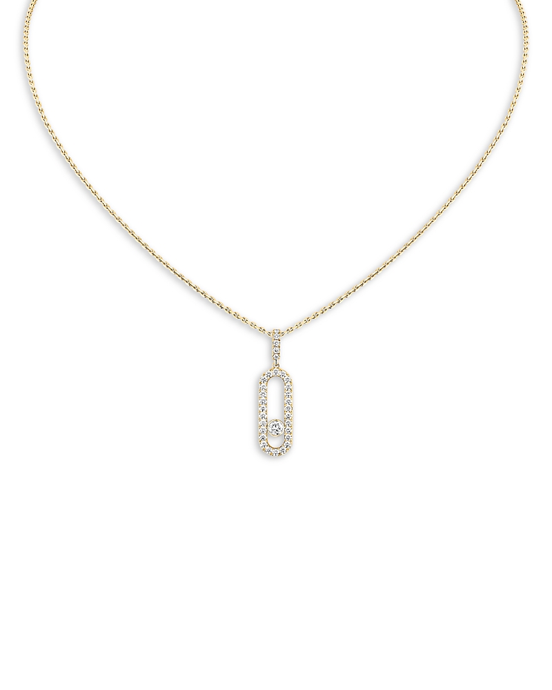 Messika Diamond Move Uno Large Model Pave Necklace in 18K Gold, 17.7, 0.35 tcw