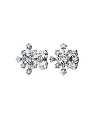 14K White Gold Galaxy Certified Lab Grown Diamond Starburst Cluster Stud Earrings