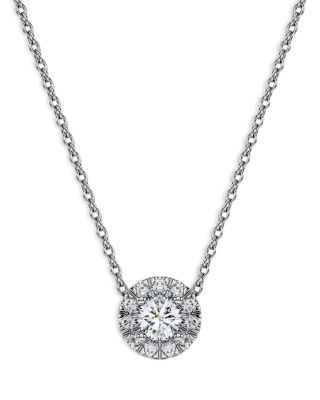 Eternity Certified Lab Grown Diamond Halo Pendant Necklace, 15.87-17.87&amp;quot;