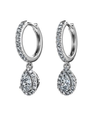 Eternity Certified Lab Grown Diamond Pear Halo Charm Hoop Earrings