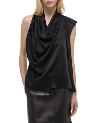 Silk Draped Cowlneck Top