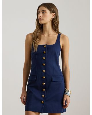 Button Trim Faille Cocktail Dress