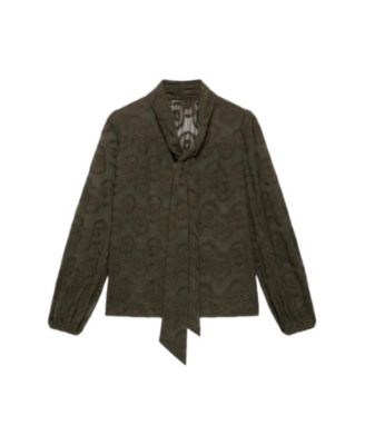 Women's Floral Tie Neck Blouse