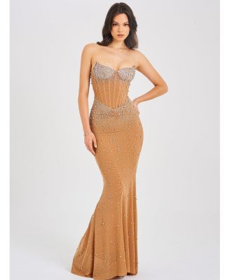  Fatima Embellished Sleeveless Corset Mermaid Maxi Dress