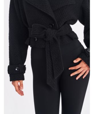  Dara Wool Blend Cropped Double-Breasted Belted Coat