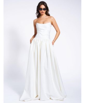 Umay Drop Waist Satin Corset Bridal Gown