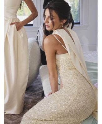  Raizell Beaded Sequin Bodycon Gown with Scarf