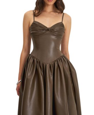 Parisia Faux Leather Drop Waist Maxi Dress