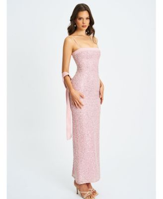  Raizel Beaded Sequin Bodycon Gown with Scarf