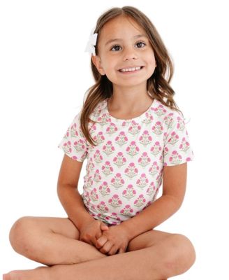  Girls' Pink Posy Pajama Set - Baby, Little Kid