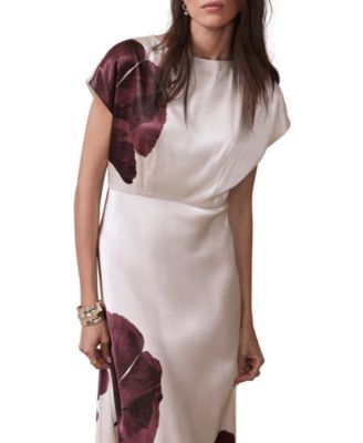 Women's Floral Print Satin Maxi Dress