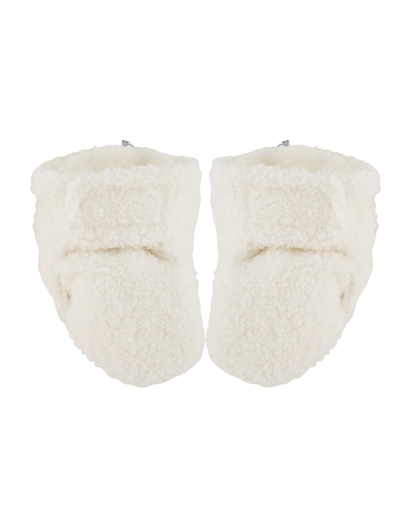 Deux Par Deux Unisex Sherpa Slippers - Baby In White