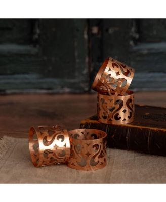 CMK Vintage Inspired Copper Napkin Rings, Set of 4