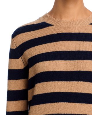 Cashmere Stripe Distressed Crew Sweater