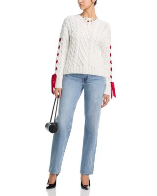 Cable Knit Ribbon Weave Sweater - Exclusive