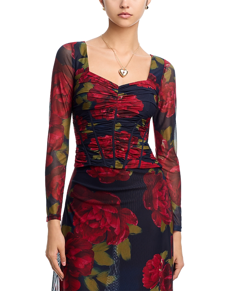 Aqua Sweetheart Neck Long Sleeve Top - Exclusive