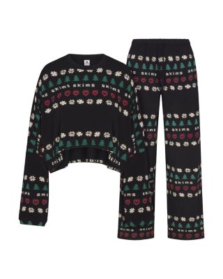 Cropped Top & Drawstring Pants Pajama Set