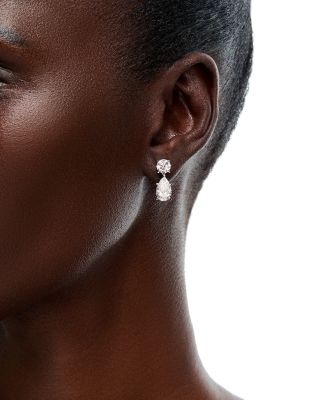 Luxe Collection Certified Lab Grown Diamond Round & Pear Drop Earrings in 14K White Gold, 6.0 tcw