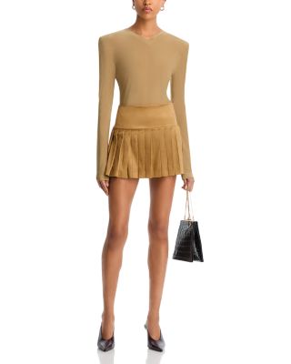 Long Sleeve Shoulder Pad V Neck Top