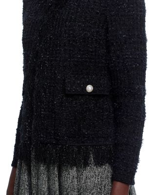 Eyelash Fringe Trim Knit Jacket