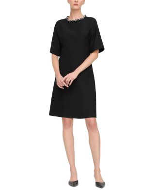 Detachable Crystal Necklace Dropped Shoulder Dress