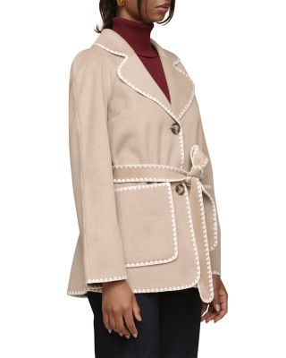 Belted Jacket With Crochet Trim