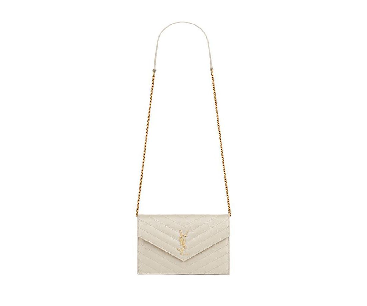 Saint Laurent Cassandre Matelasse Envelope Chain Wallet