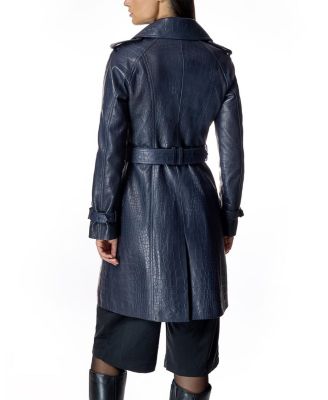  Croc Stamped Leather Trench