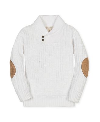 Boys' Organic Long Sleeve Shawl Collar Cable Sweater with Elbow Patches - Little Kid, Big Kid