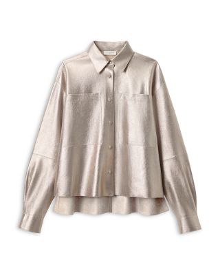 Cropped Leather Boyfriend Shirt 