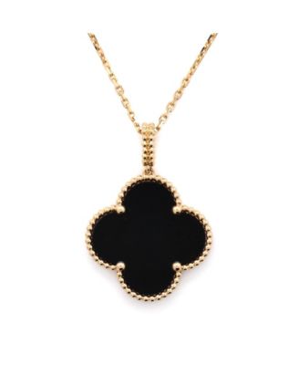 Magic Alhambra Pendant Necklace 18K Gold and Onyx, 32.5 - 35.5"