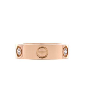  Love 3 Diamonds Band Ring 18K Rose Gold with Diamonds