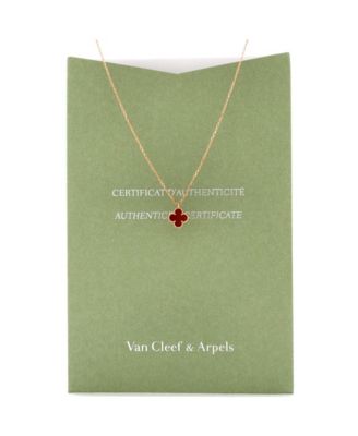  Sweet Alhambra Pendant Necklace 18K Rose Gold and Carnelian, 15.25 - 16"