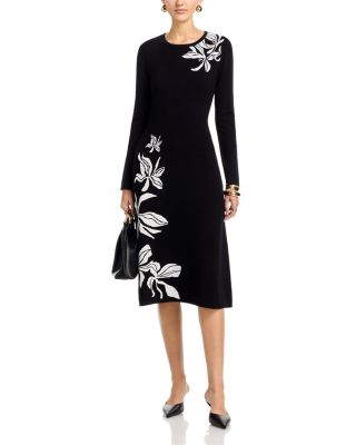 Long Sleeve Round Neck Jacquard Dress