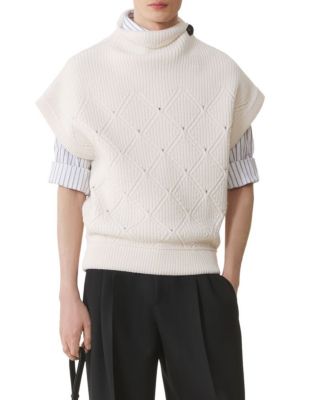  Diamond Detail Sleeveless Wool Sweater